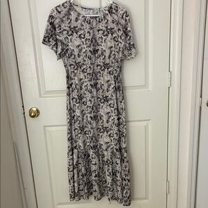 Attic Salt Women's Neutral Snake-Print Short Sleeve Maxi Dress